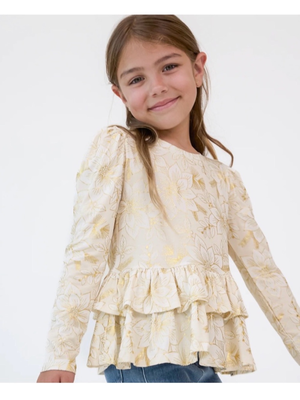 Little Sleepies Golden Blooms Tiered Peplum Top 18-24 months